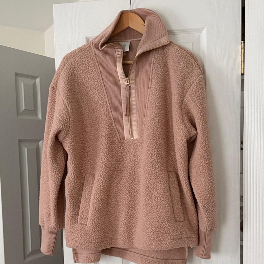 Varley Blush Ribbed Quarter-Zip Pullover